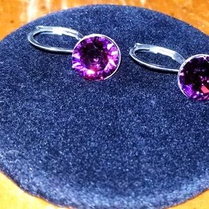 February Amethyst birthstone crystal earrings